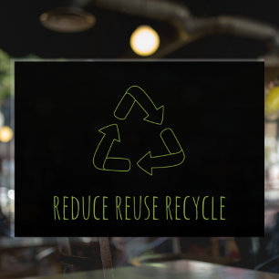 Autocollant Pour Fenêtre Écologie moderne noire Réduire Réutiliser Recycler