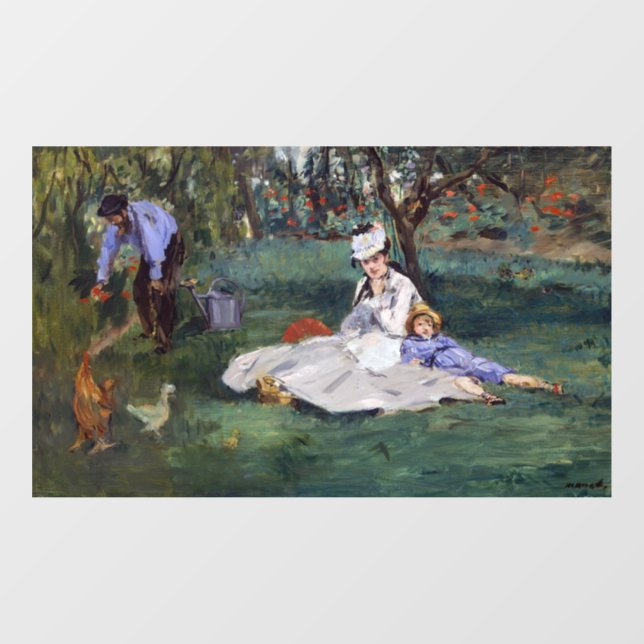 Autocollant Pour Fenêtre Edouard Manet - La famille Monet dans son jardin (Feuille)