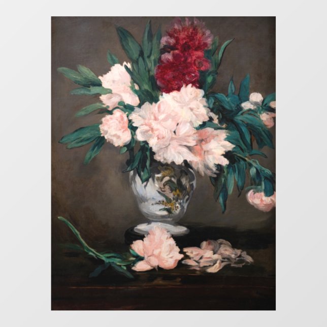 Autocollant Pour Fenêtre Edouard Manet - Vase de pivoines sur petit piédest (Feuille)