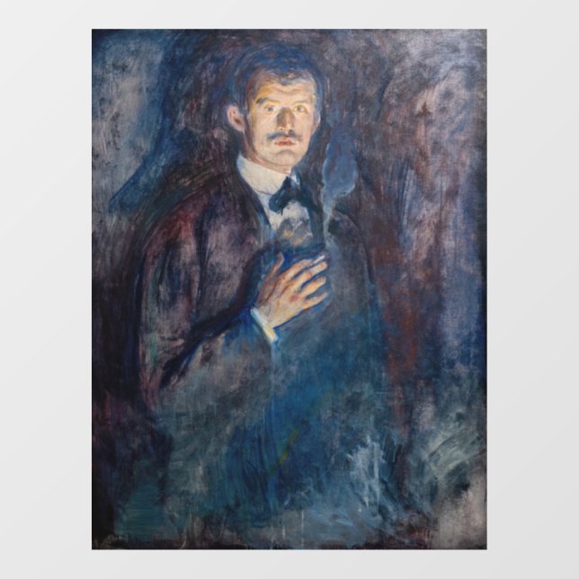 Autocollant Pour Fenêtre Edvard Munch - Autoportrait avec cigarette (Feuille)