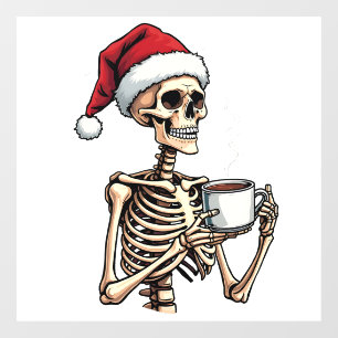 Autocollant Pour Fenêtre Éffrayant Halloween Sipping Café Noël Père Noël
