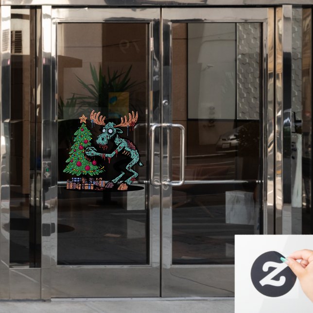 Autocollant Pour Fenêtre Élan de Noël Zombie (Porte de bureau)