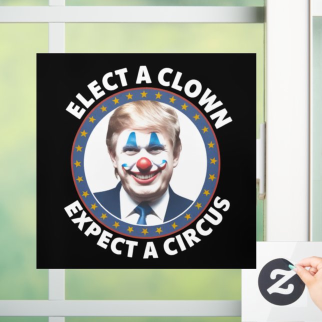 Autocollant Pour Fenêtre Électez Un Clown Attendez-Vous À Un Cirque Politiq (Maison)