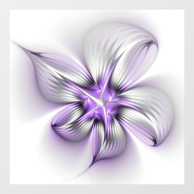 Autocollant Pour Fenêtre Élégance florale Art Abstrait Violet Fractal moder (Feuille)