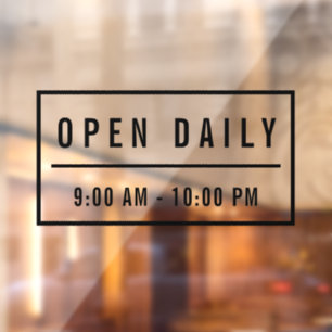 Autocollant Pour Fenêtre Élégant Café minimaliste Bienvenue Ouvrir une sess