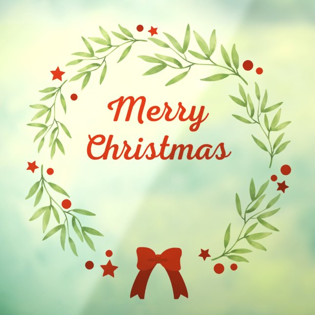 Autocollant Pour Fenêtre Elegant Christmas wreath and stars (Feuille 3)