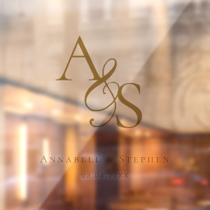 Autocollant Pour Fenêtre Élégant, Classique, Monogramme, Mariage
