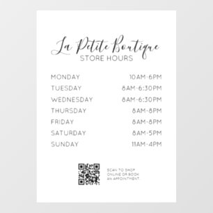 Autocollant Pour Fenêtre Élégant code QR des heures minimales de la banque