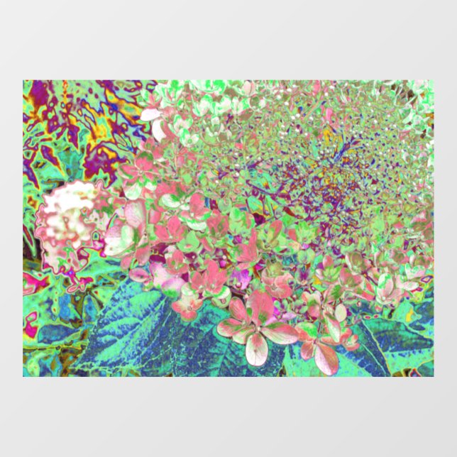 Autocollant Pour Fenêtre Élégant Corail et Chartreuse Limelight Hydrangea (Feuille)