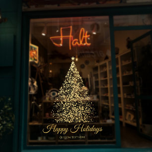 Autocollant Pour Fenêtre Élégant Gold Noël Arbre d'affaires vacances