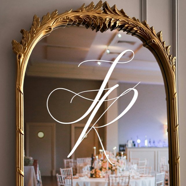 Autocollant Pour Fenêtre Élégant Mariage de monogramme blanc (Elegant White Script Monogram Wedding Window Cling)