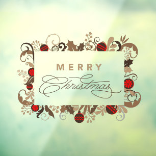 Autocollant Pour Fenêtre Élégant rustique Vintage Joyeux Noël Calligraphie