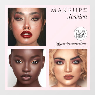 Autocollant Pour Fenêtre Elegant Typography Blush Pink 3 Photo Logo Makeup