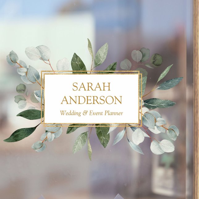 Autocollant Pour Fenêtre Elegant Watercolor Tropical Eucalyptus Greenery (In situ)