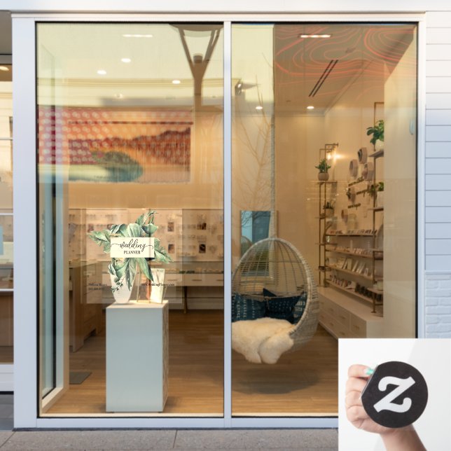 Autocollant Pour Fenêtre Élégant Wedding planner de verdure du feuillage (Vitrine du magasin)