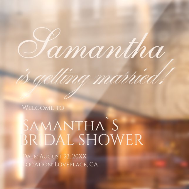 Autocollant Pour Fenêtre Elegant White is Getting Married! Bridal Shower  (Feuille 2)