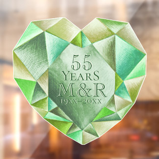 Autocollant Pour Fenêtre Emerald Watercolor Heart 55e anniversaire du Maria