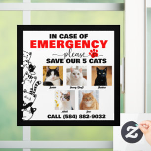 Autocollant Pour Fenêtre En Coque d'urgence Économisez 5 Chats avec photo p