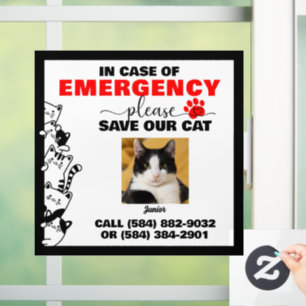 Autocollant Pour Fenêtre En Coque d'urgence Save Cat With Custom Photo