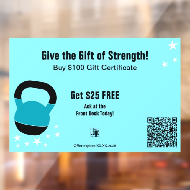 Autocollant Pour Fenêtre Energetic Gym Christmas Gift Certificate Promotion (Feuille 2)