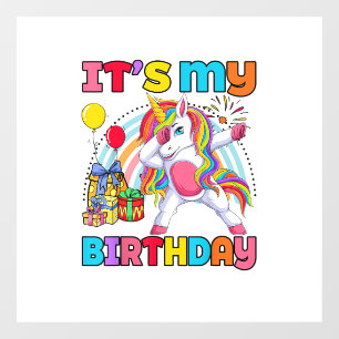 Autocollant Pour Fenêtre Enfants C'est mon anniversaire Dabbing Licorne Arc
