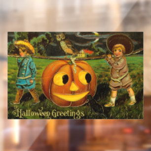 Autocollant Pour Fenêtre Enfants Halloween Citrouille Jack-o-Lantern Récolt