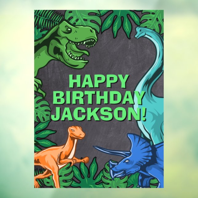 Autocollant Pour Fenêtre Enfants Jurassic Trex Dino Dinosaur Anniversaire (Feuille 3)