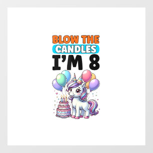 Autocollant Pour Fenêtre Enfants Licorne 8ème Fête d'anniversaire Garçon 8