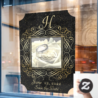 Autocollant Pour Fenêtre Enregistrer la date Elegant Gold Foil Dots Look Sc