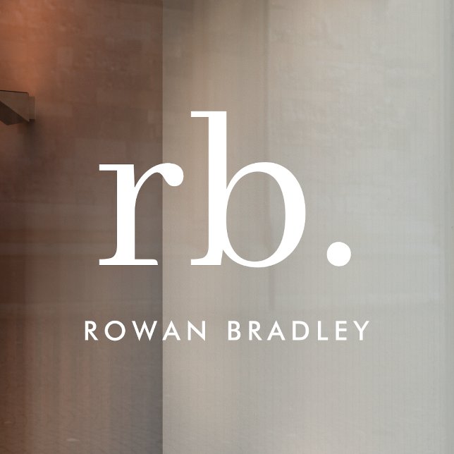 Autocollant Pour Fenêtre Enseigne classique élégante moderne minimale Monog (Sleek white modern monogram custom nameplate glass door window cling.)