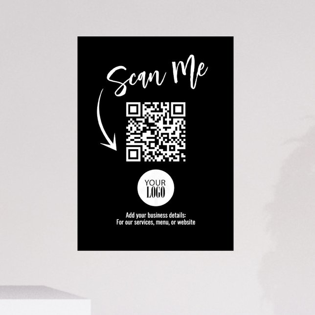 Autocollant Pour Fenêtre Enseigne commerciale Ajoutez votre logo Code QR (Scan Me Business Sign with your logo and a scannable QR Code. )