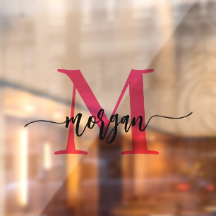 Autocollant Pour Fenêtre Enseigne commerciale d'entreprise Monogramme Rose