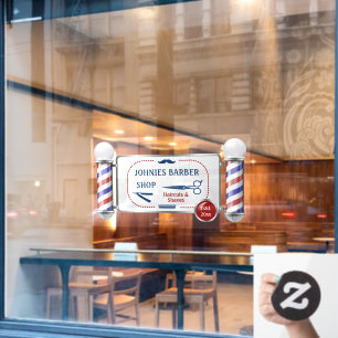 Autocollant Pour Fenêtre Enseigne de barbier personnalisée Entreprise de sa