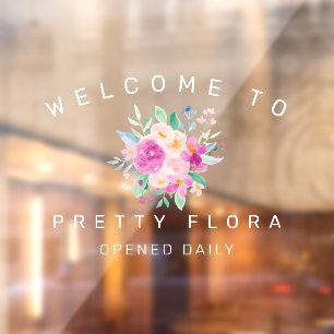 Autocollant Pour Fenêtre enseigne de bienvenue pour commerce de fleurs aqua