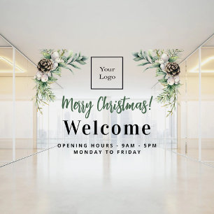 Autocollant Pour Fenêtre enseigne de commerce de Noël heures d'ouverture