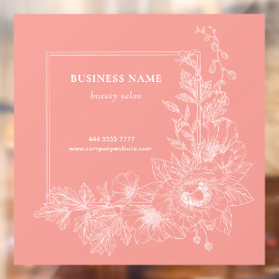 Autocollant Pour Fenêtre Enseigne de salon de beauté à bordure florale esth