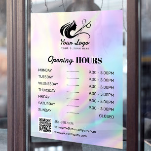 Autocollant Pour Fenêtre Enseigne de salon de coiffure holographique modern