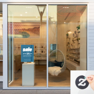 Autocollant Pour Fenêtre Enseigne de vente bleu rétro classique à bulles