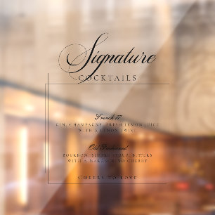 Autocollant Pour Fenêtre Enseigne décalcomanie transparente Cocktails Signa