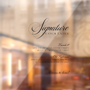 Autocollant Pour Fenêtre Enseigne décalcomanie transparente Cocktails Signa