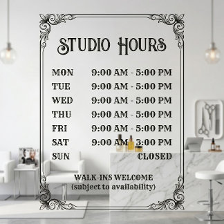 Autocollant Pour Fenêtre Enseigne d'horaires de magasin de style vintage. C