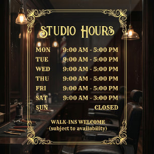 Autocollant Pour Fenêtre Enseigne d'horaires de magasin de style vintage. C