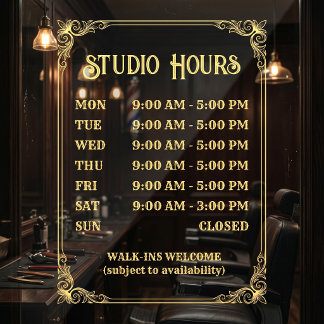 Autocollant Pour Fenêtre Enseigne d'horaires de magasin de style vintage. C