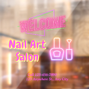 Autocollant Pour Fenêtre Entrée du Salon de Nail Art Néon Lumineux – Person