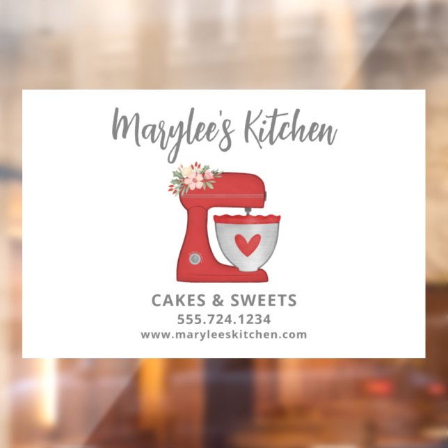 Autocollant Pour Fenêtre Entreprise de Chef Pâtissier Boulangerie Noël Roug (Feuille 2)