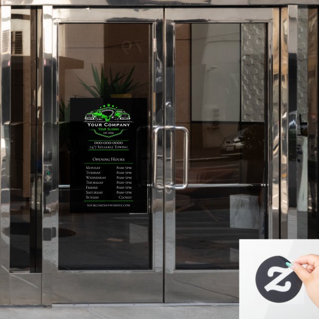 Autocollant Pour Fenêtre Entreprise de remorquage professionnelle, Heures d (Porte de bureau)