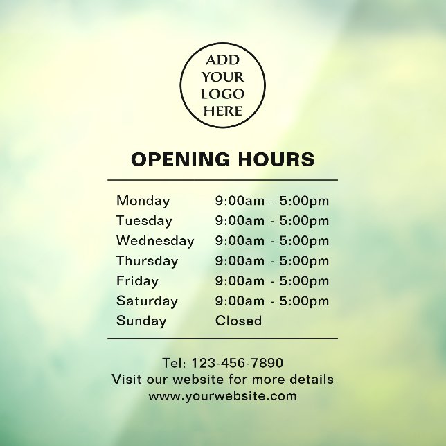 Autocollant Pour Fenêtre Entreprise Entreprise Boutique Heures Logo Ici (Feuille 3)