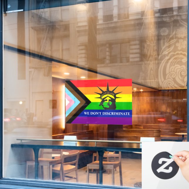 Autocollant Pour Fenêtre Entreprise LGBT Friendly "Nous n'avons pas de disc (Fenêtre de café)