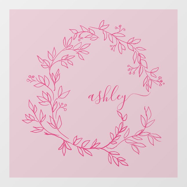 Autocollant Pour Fenêtre Entreprise Société Nom Monogramme Rose Chaud (Feuille)