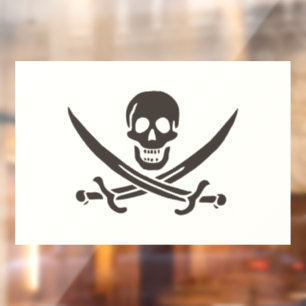 Autocollant Pour Fenêtre Épées de crâne en obsidienne Drapeau de pirate de 
